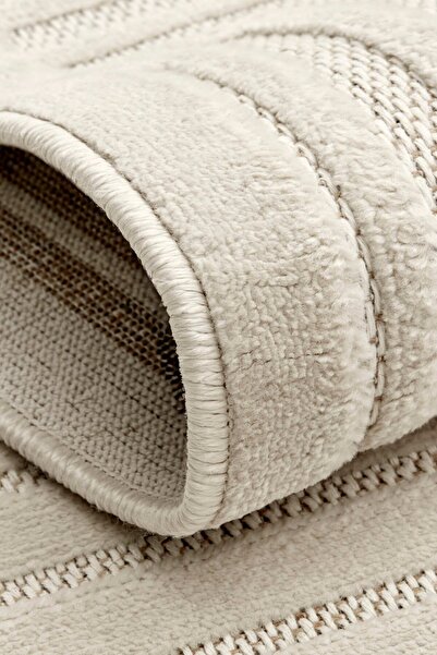 Kaşmir Halı 7/24 Iskandinav Corner Beyaz Salon Mutfak Halısı Yolluk