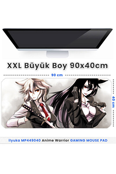 ilyuka Gaming Mousepad 90x40cm XXL Büyük Boy Dikişli Kenar Kaymaz Taban MP449040 Anime Warrior