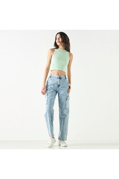 FAV Ribbed Sleeveless Crop Tank Top