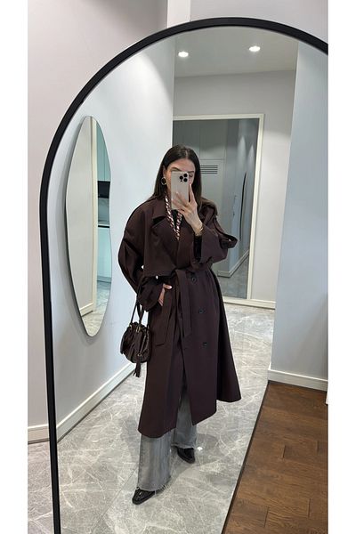 My Blog Bitterer Kaffee Lucky Button Detaillierter übergroßer Trenchcoat-9476