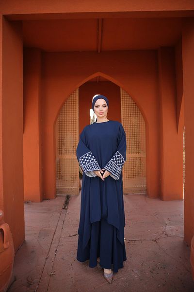 Nissra Ankanoor Navy Blue Κεντημένη Φούστα Κοστούμι Anka255059
