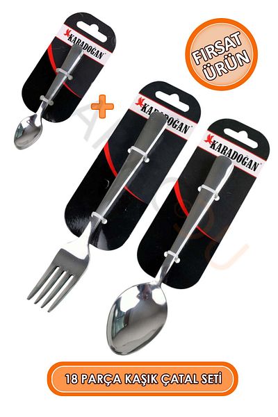 garaccu Stainless Steel Set 6Pcs Tablespoon + 6Pcs Dinner Fork + 6Pcs Teaspoon Total 18 Pieces