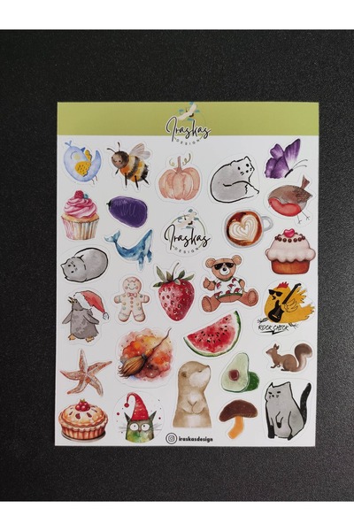 iraskas design مجموعة ملصقات الألوان المائية مكونة من قطعتين |   ملصق الألوان...