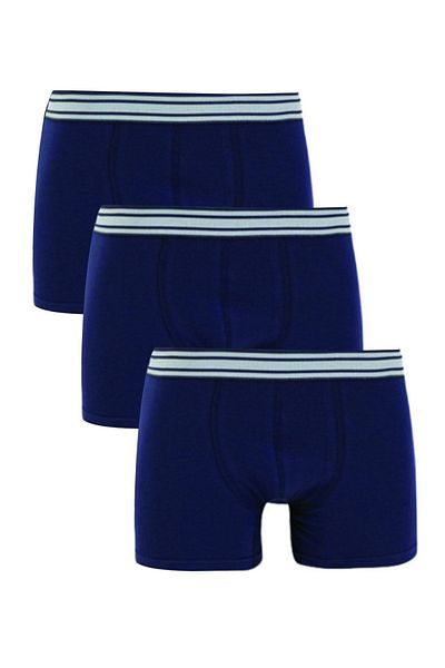 bazaarturkey Men's Navy Blue 3 Pack Cotton Lycra Boxers 5555
