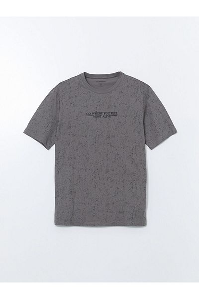 LC Waikiki Ανδρικό μπλουζάκι New Season Crew Neck με στάμπα χτενισμένο βαμβακερό - S5I577Z8