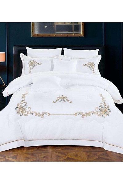 Comfy Dream 6 Pc Embroidery Cotton Comfy Comforter Set With Fiber Filling 5
