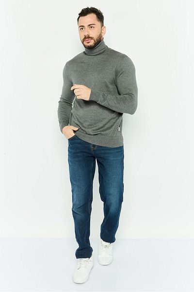 Peter Werth Men Turtle Neck Heather Long Sleeves Sweaters, Grey
