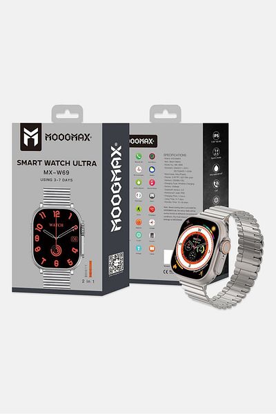 MOOGMAX Mx-w69 Stainless Steel Smart Watch, Silver