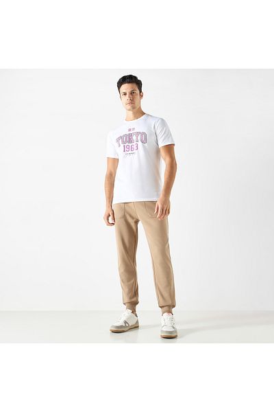 FAV Typography Print T-shirt with Crew Neck and Short Sleeves