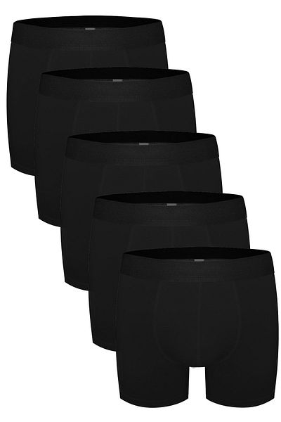 bazaarturkey Men's Black 5 Pack Cotton Lycra Boxers 5555