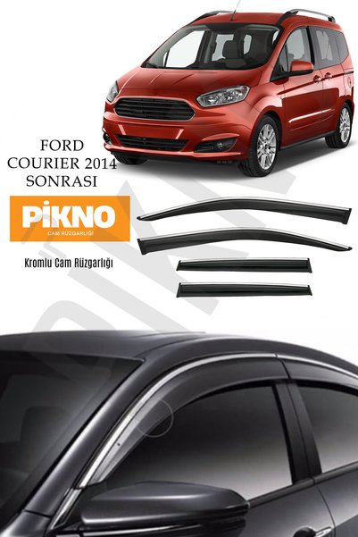 pikno Ford  Courier 2014 ve Sonrası Kromlu Cam Rüzgarlığı 4'lü Set A+ Plus