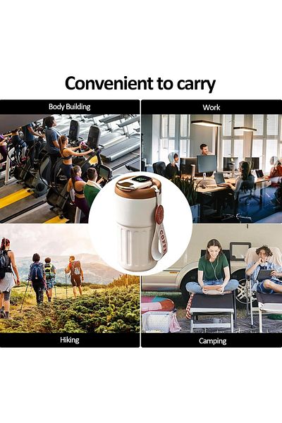 SEDEF SİLVER Digital Thermos with Graduation - 400 ml Stainless Steel Double Wall Vacuum Insulated Flask, Thermos Cup