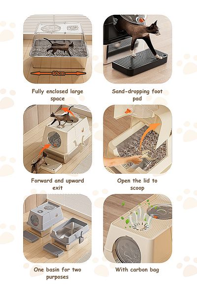 KidLe Stainless Steel Litter Box Metal Cat Litter Box with Litter Scoop Extra Large Cat Box High Sides