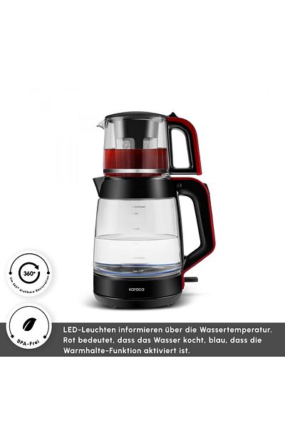 Karaca Glas Tee XL 2in1 Teemaschine Imperial Red