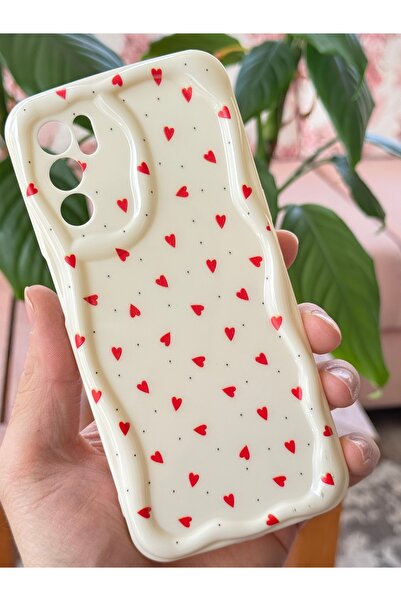 Fibaks A16 Case Camera Protection Wave Edge Red Heart Pattern Silicone Cover