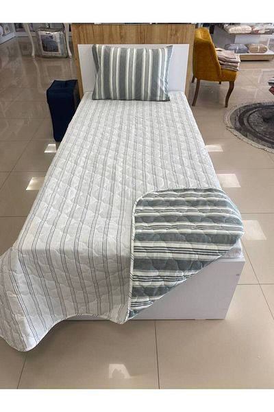 Sudemhome Single Quilted Double Sided Bedspread Set Young Children's Room Bedspread Natural Green