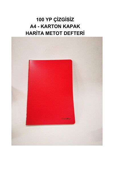 Çınar 100 Yaprak Çizgisiz Harita Metot Defteri A4 Boy Karton Kapak Kırmızı