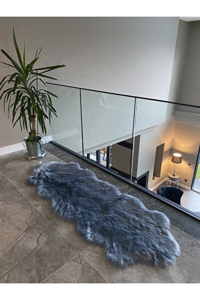 Turkrugs Gri Renkli Yumuşak Tüy Dökmeyen Makinada Yıkanabilir Çift Kafalı Kuz...