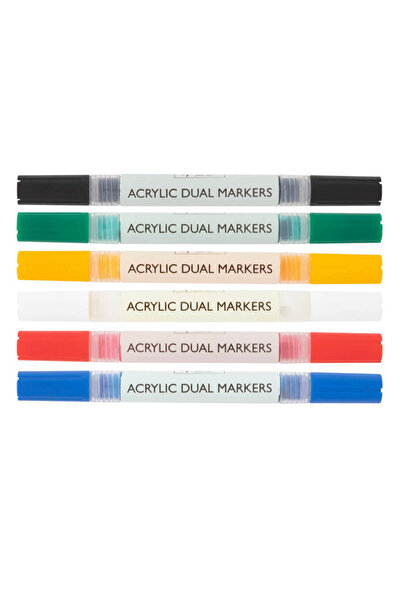 Nassau fine art Set 6 markere cu capat dublu si vopsea acrilica