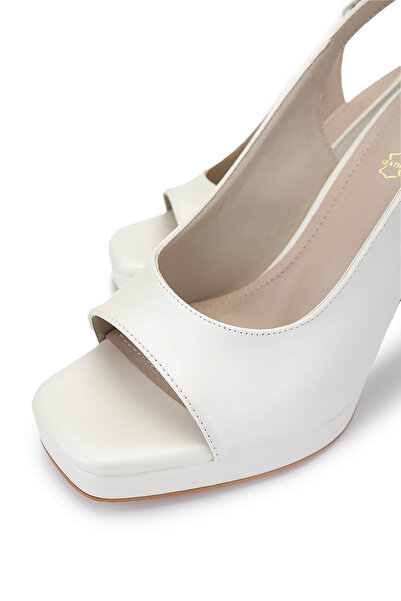 Tamer Tanca Women's Vegan White Mother of Pearl Heeled Shoes