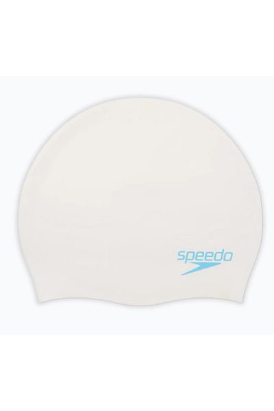 SPEEDO قبعة سباحة للأطفال من السيليكون بقالب مسطح باللون الأبيض 8- 7099017621