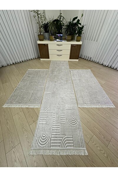 MODKLAS Kaymaz Taban 3 'lü Yatak Odası Halı Takımı 2 Adet 80x150 cm 1 Adet 80...