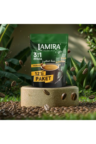 LAMİRA لاميرا قهوة بالبندق، 3 في 1 عبوة 18 جرام × 12 قطعة