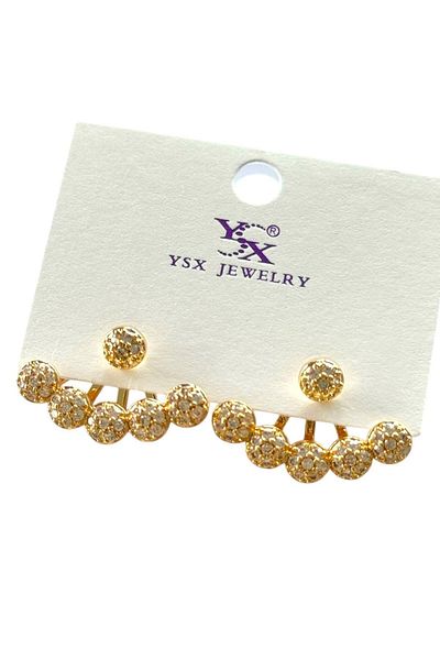 TAKIŞTIR أقراط YSX مرصعة بالأحجار باللون الذهبي (زوج)
