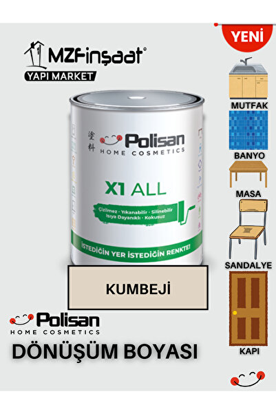 Polisan POLİSAN X1 ALL Yeni Nesil Dönüşüm Boyası Beyaz - Dolap-fayans-cam-plastik-ahşap-duvar