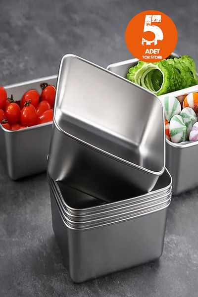 Tor Store 5 Piece Stainless Steel Storage Container Meal Container Nutrition Container Food Storage Box Lunch Box