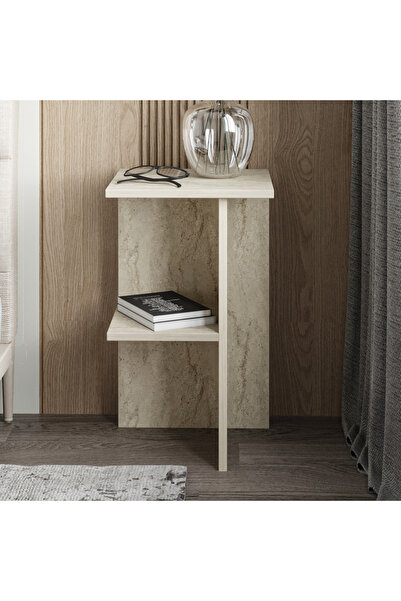 İNARCH DİZAYN Leray Komodin, Çok Amaçlı Sehpa, Yan Sehpa, Ev-Ofis Traverten