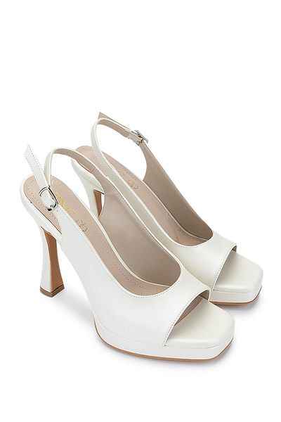Tamer Tanca Women's Vegan White Mother of Pearl Heeled Shoes