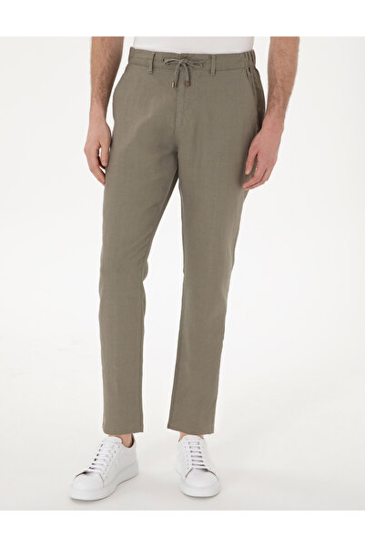 Pierre Cardin Haki Carrot Fit %100 Keten Kanvas Pantolon 50301811-VR027
