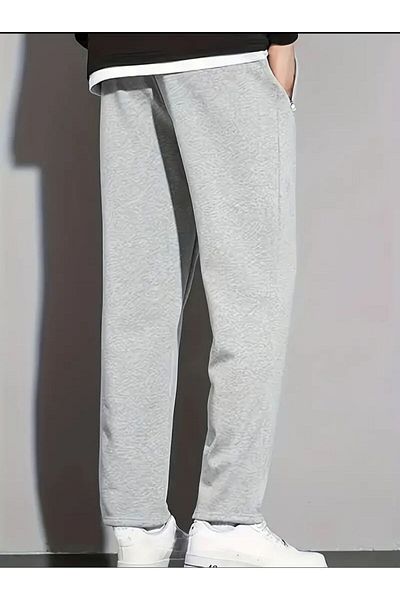 LASVES Men's Gray Straight Leg Sweatpants