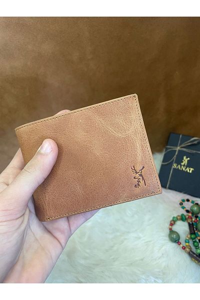 SANAT Sl-609 Genuine Leather Wavy Card Holder Id, Men's Wallet with Extra Card Holder Inside Driver's License Compartment