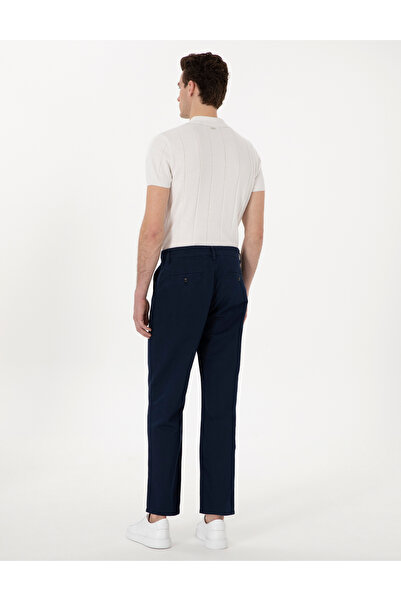 Pierre Cardin Lacivert Loose Fit Rahat Kalıp Keten Karışımlı Kanvas Pantolon 50305588-VR033