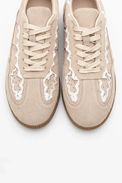 LuviShoes Pantofi sport casual pentru femei SHİVA din piele naturală din piele de căprioară bej