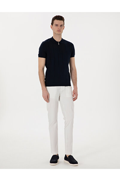 Pierre Cardin Ecru Slim fit platnene pantalone sa elastičnim strukom 50301759...