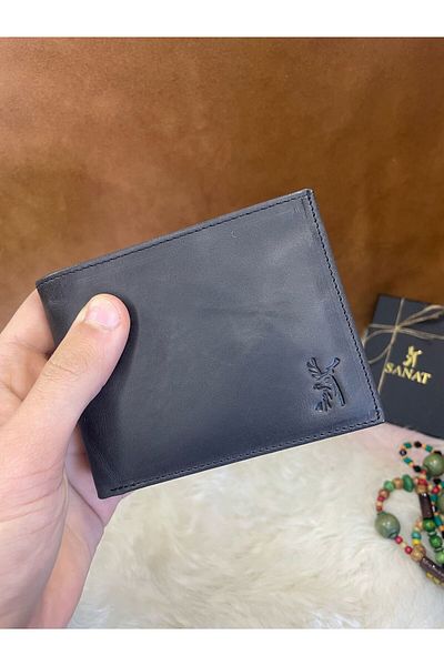 SANAT Sl-609 Genuine Leather Wavy Card Holder Id, Men's Wallet with Extra Card Holder Inside Driver's License Compartment