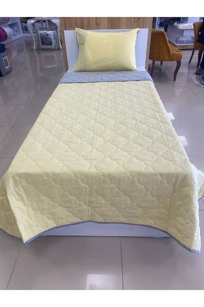 Sudemhome Gray Yellow Single Quilted Bedspread Set Young Children's Room