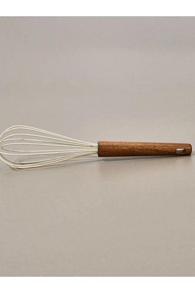 Vetrilexhome Mien Acacia Handle Silicone Whisk - Brown / Cream - 30 cm