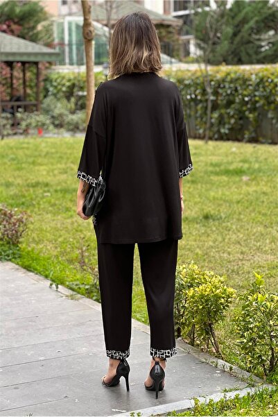 Nevin Kaya Moda Διπλό Σετ Μπλούζα Μπλούζα με Γαρνιρισμένη Αλυσίδα