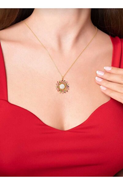 Ayenci Aşk Gülü Tasarımlı  Paslanmaz Çelik Gold Renkli Kolye