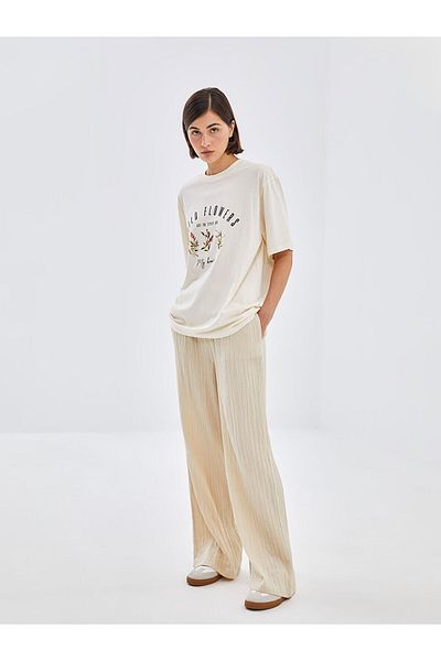 LC Waikiki Elastic Waist Textured Women's Trousers