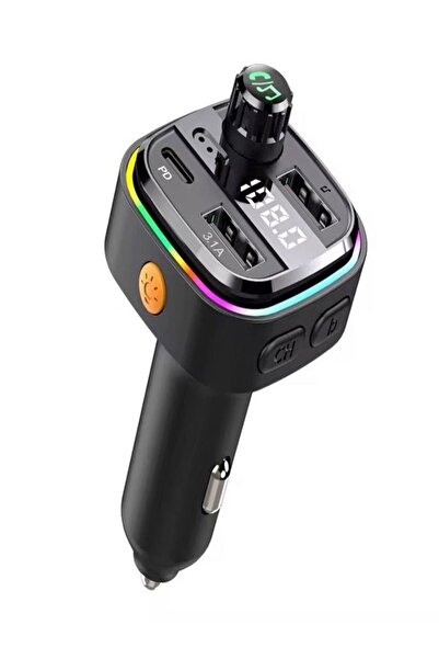 DEANB Car-İn Bluetooth Wireless 3.1A 2USB TF Kartlı Type-C RGB Işıklı Araç İçi FM Transmitter Şarj Cihazı