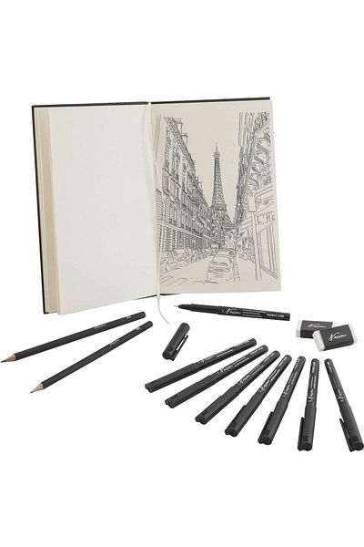 Nassau fine art 12-piece sketch set Urban Nassau Fine Art liners, pencils and sketch pad