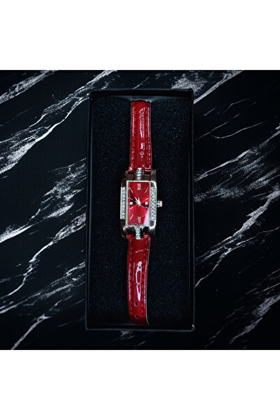 QUARTZ Kadın Kuvars Saat Kırmızı, Yeşil, Bordo, Oval Kasa, Suni Deri Kordon, ...