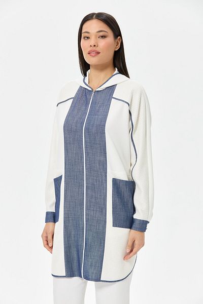 Esswaap Τζιν και διχτυωτό συνδυασμός Άνετο παλτό Wear Out Jacket Navy