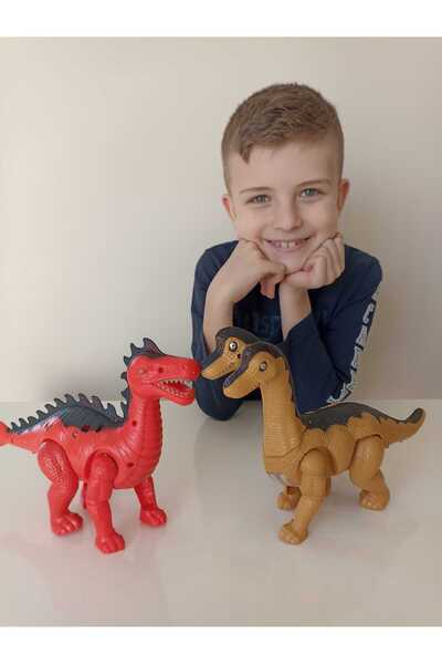 smilechild Sesli Işıklı Yürüyen Çift Başlı Dinazor ve Ejderha 20 cm 2 Adet
