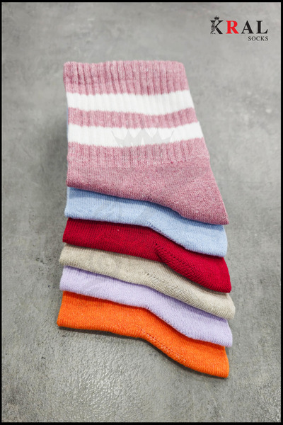 KRAL SOCKS Unisex (6 ÇİFT) Soft Renkler Model Pamuklu Terletmez Çorap Seti
